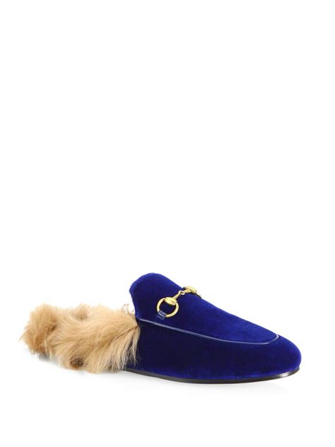 gucci velvet mules with fur|Gucci princetown mule with fur.